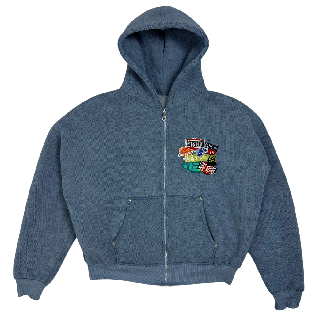 Skyler - Box Fit Zip-Up Blue