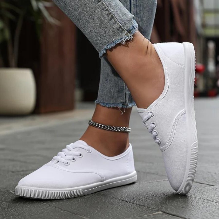 Adalyn - Wit canvas sneakers - ShanovaShanova