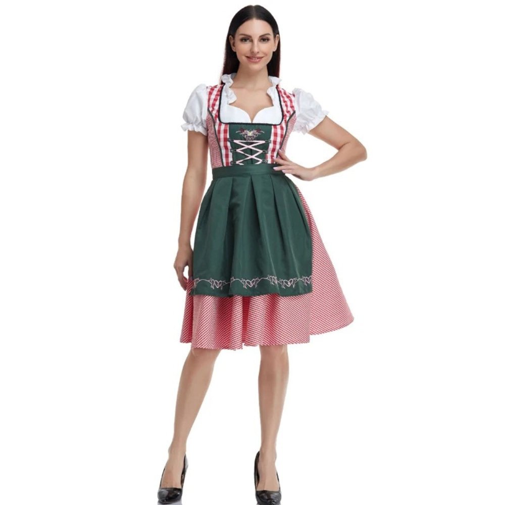 Anna - Maria Oktoberfest Jurk - Traditionele Dirndl - Beiers Ruitpatroon - Katoen - Polyester - ShanovaShanova