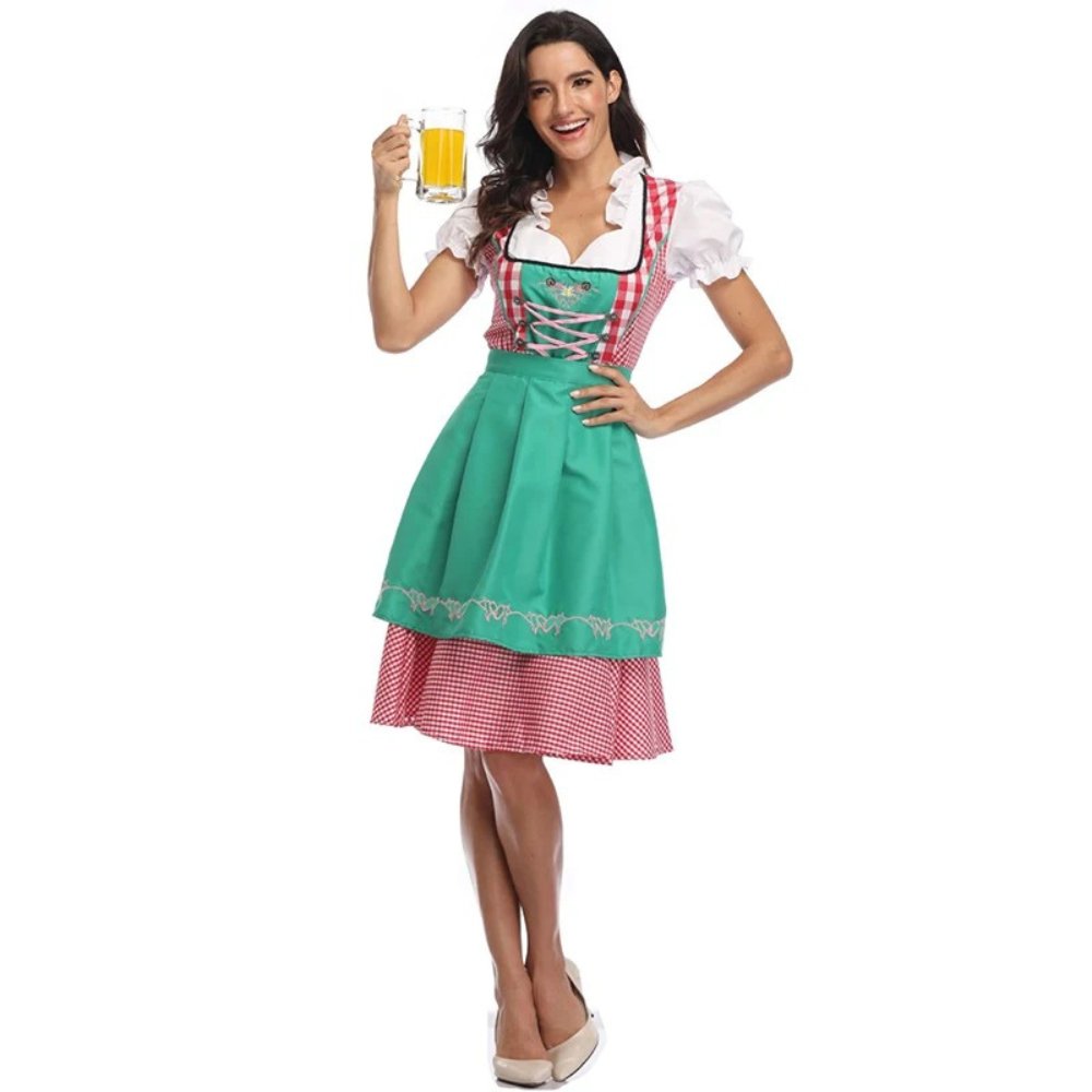 Anna - Maria Oktoberfest Jurk - Traditionele Dirndl - Beiers Ruitpatroon - Katoen - Polyester - ShanovaShanova