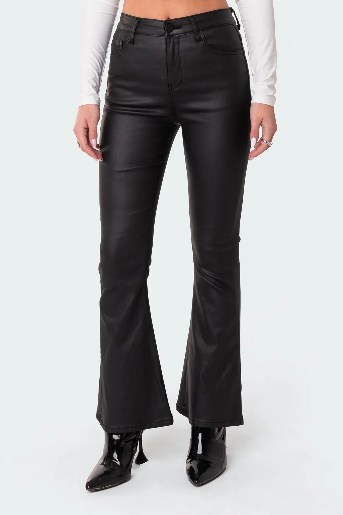 Belle™ - Leather Flare Jeans - ShanovaShanova