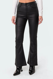 Belle™ - Leather Flare Jeans - ShanovaShanova