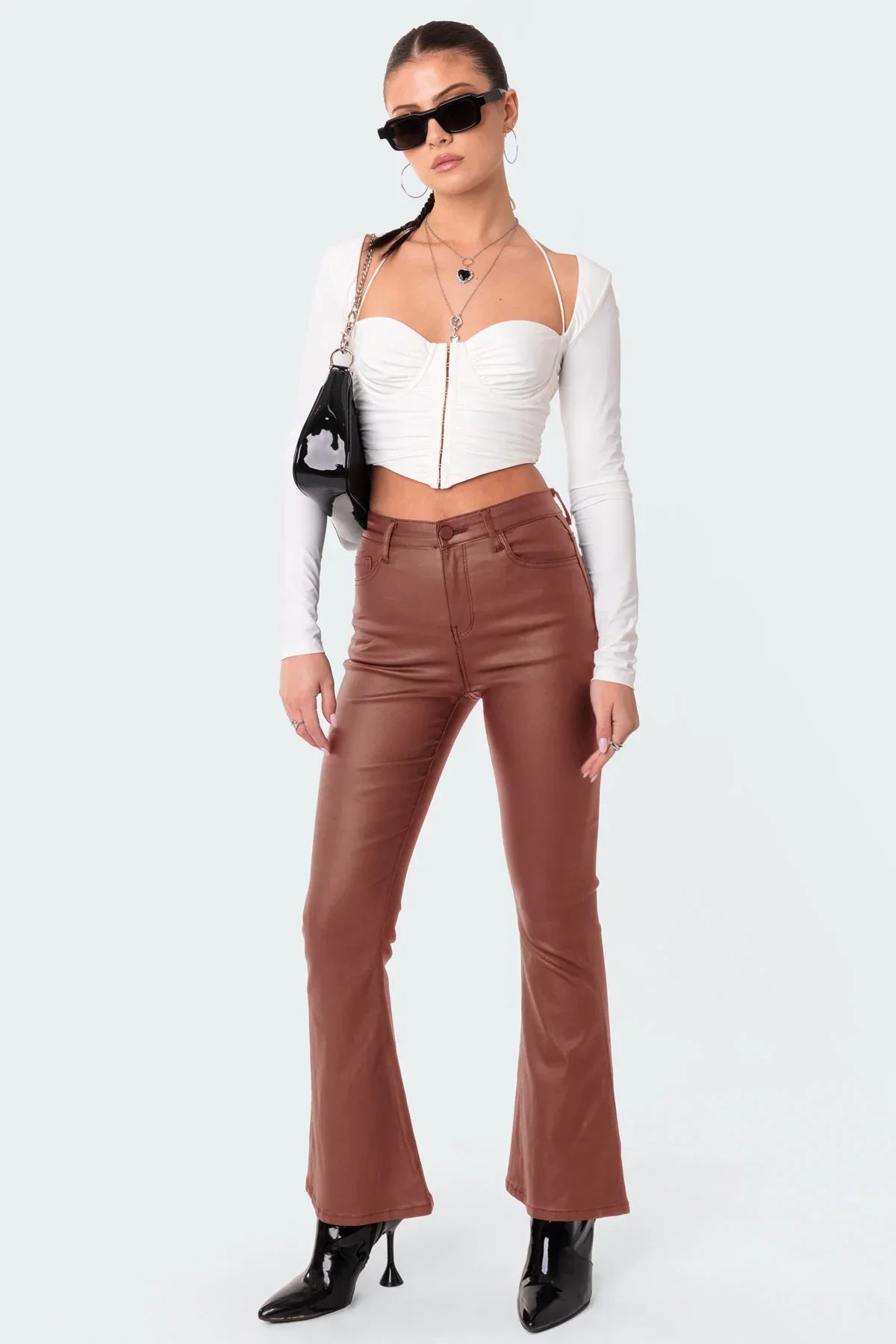 Belle™ - Leather Flare Jeans - ShanovaShanova