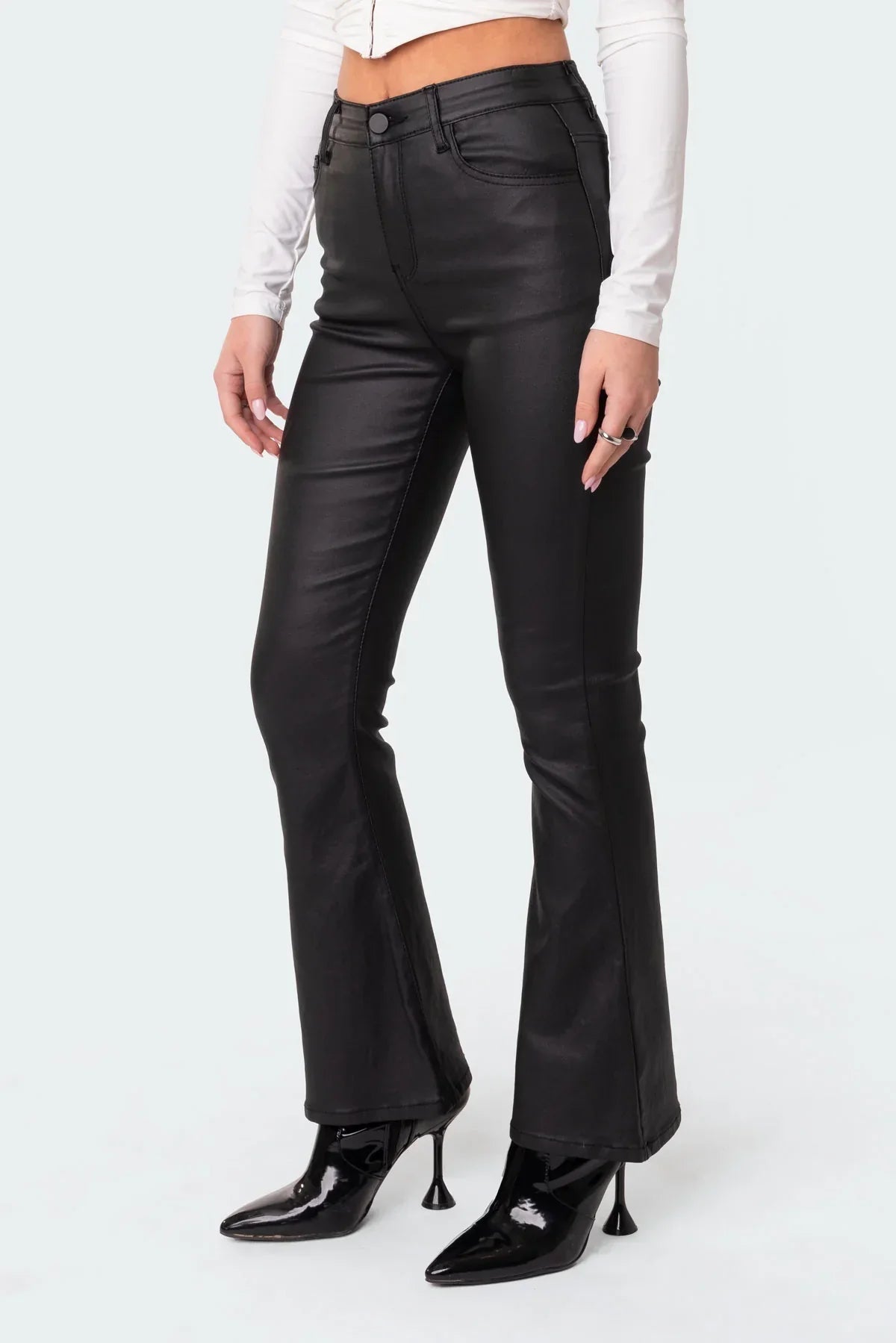 Belle™ - Leather Flare Jeans - ShanovaShanova