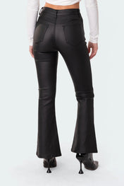 Belle™ - Leather Flare Jeans - ShanovaShanova