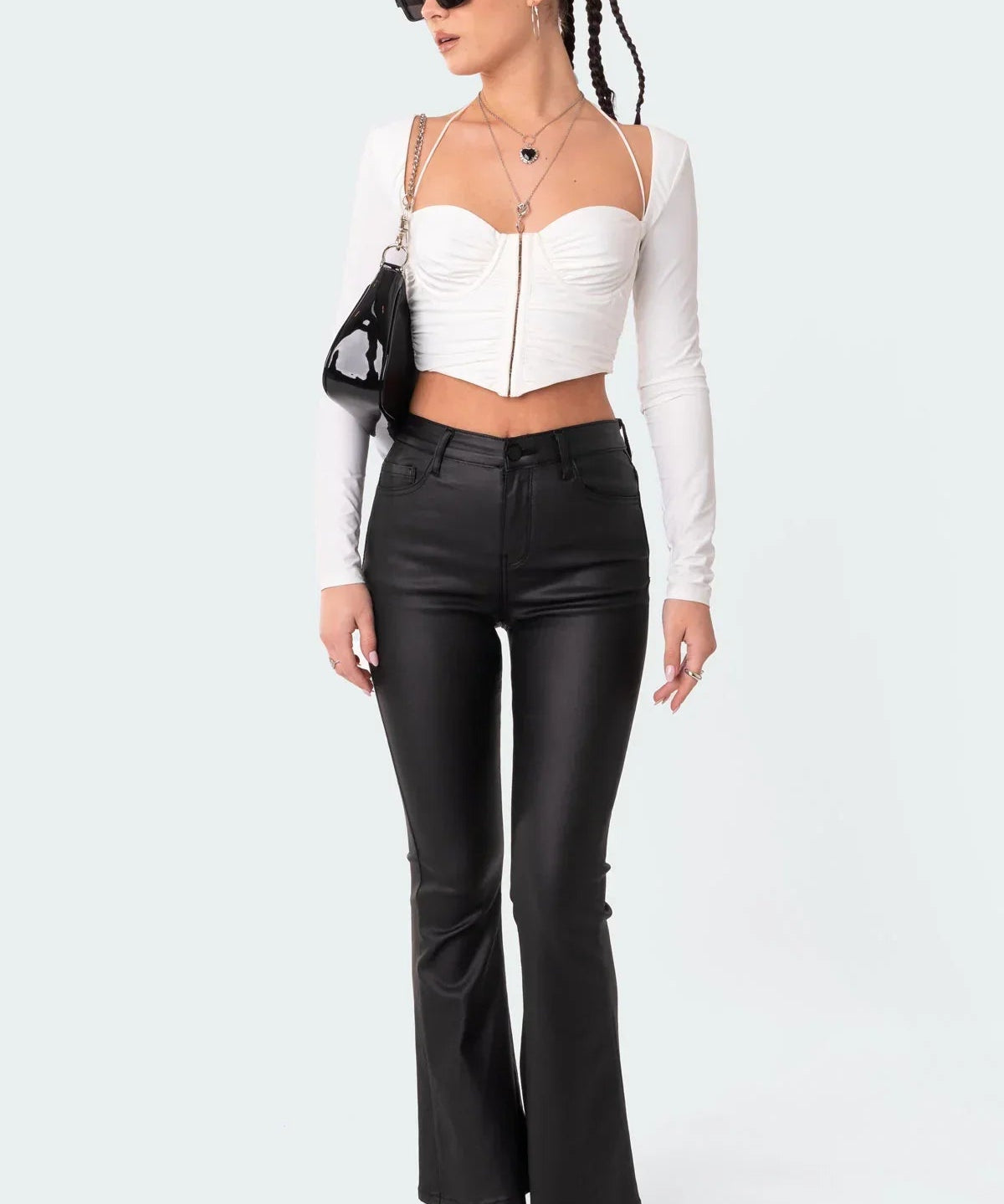 Belle™ - Leather Flare Jeans - ShanovaShanova