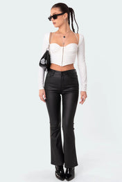 Belle™ - Leather Flare Jeans - ShanovaShanova