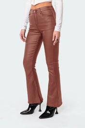 Belle™ - Leather Flare Jeans - ShanovaShanova