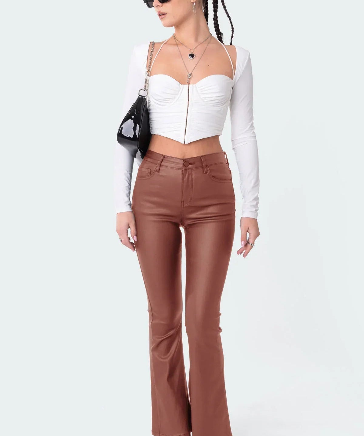 Belle™ - Leather Flare Jeans - ShanovaShanova