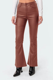 Belle™ - Leather Flare Jeans - ShanovaShanova