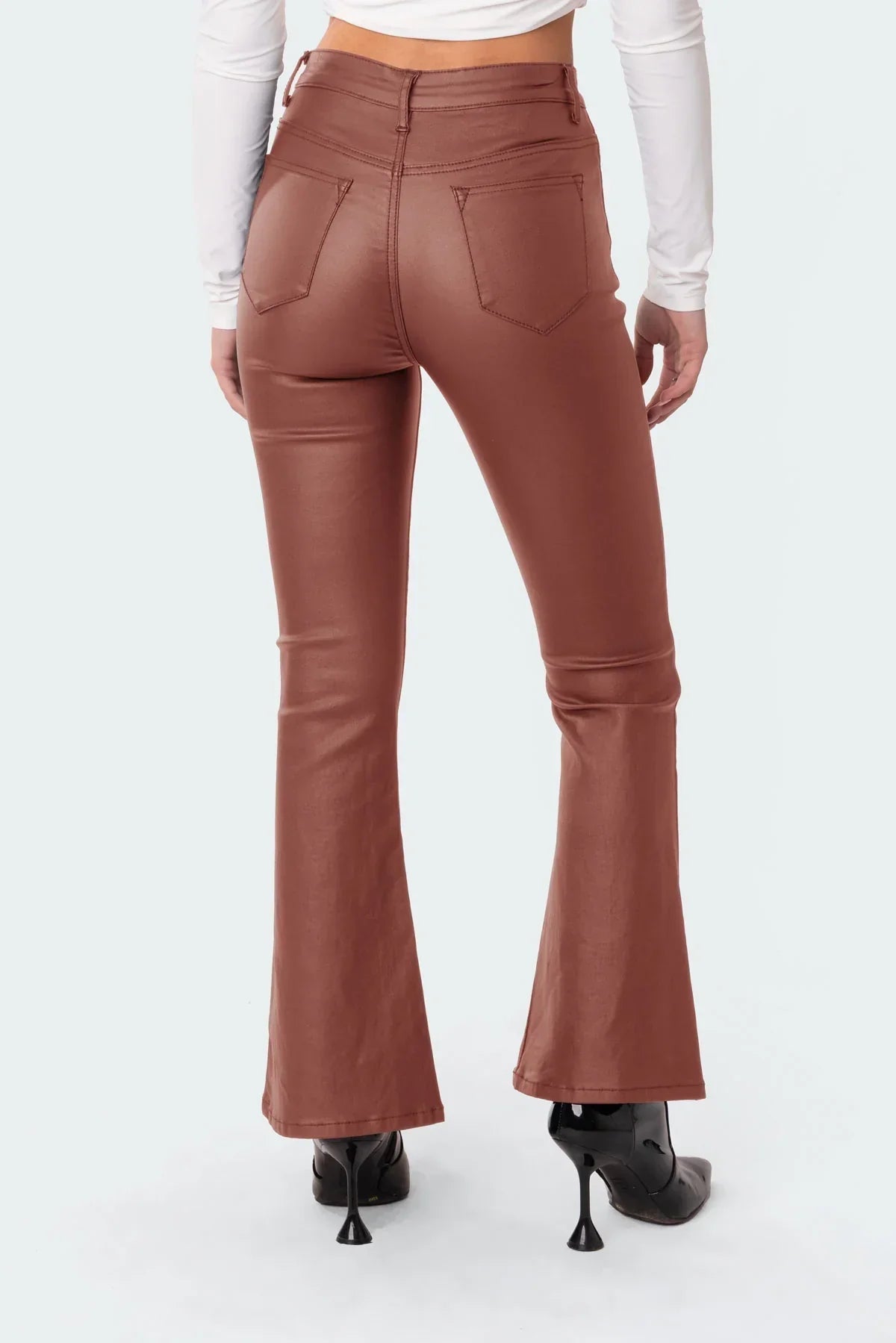 Belle™ - Leather Flare Jeans - ShanovaShanova