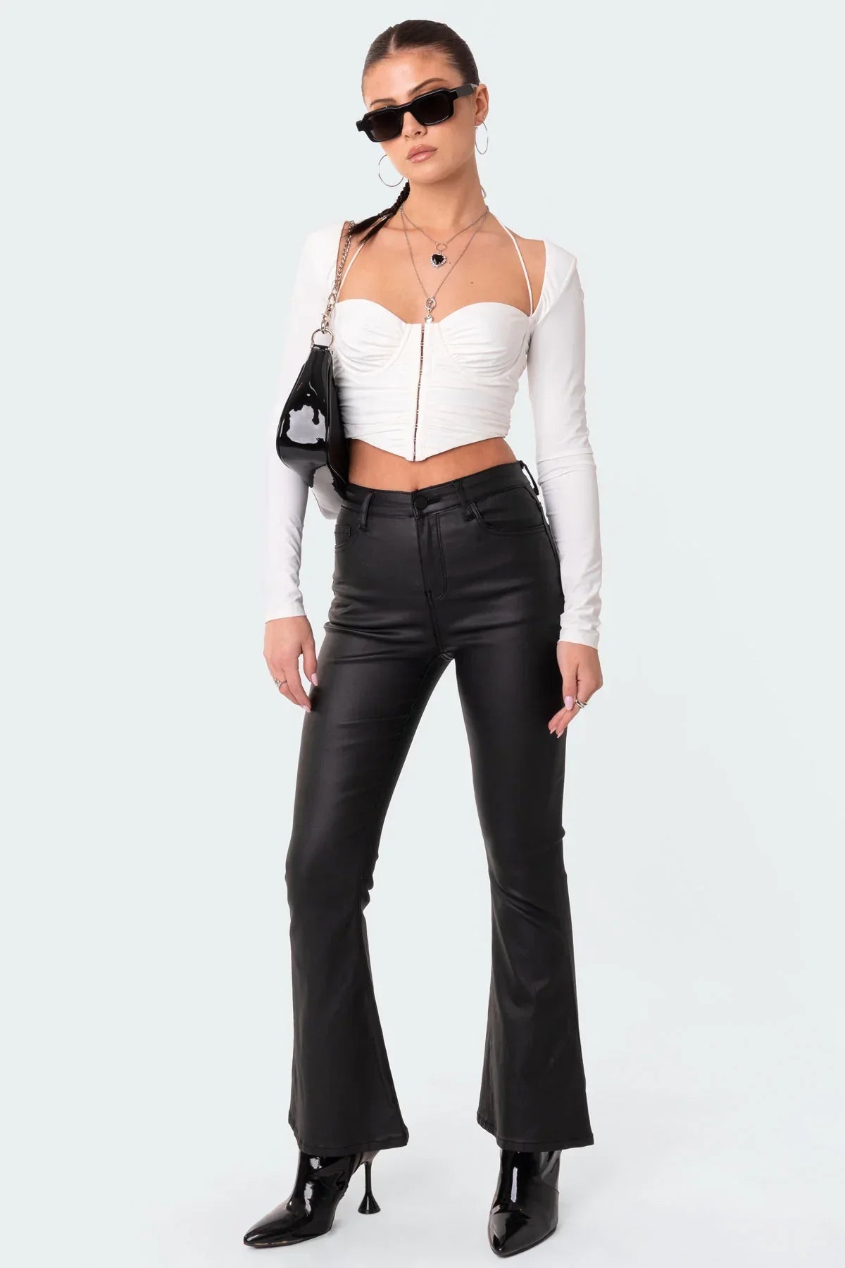 Belle™ - Leather Flare Jeans - ShanovaShanova