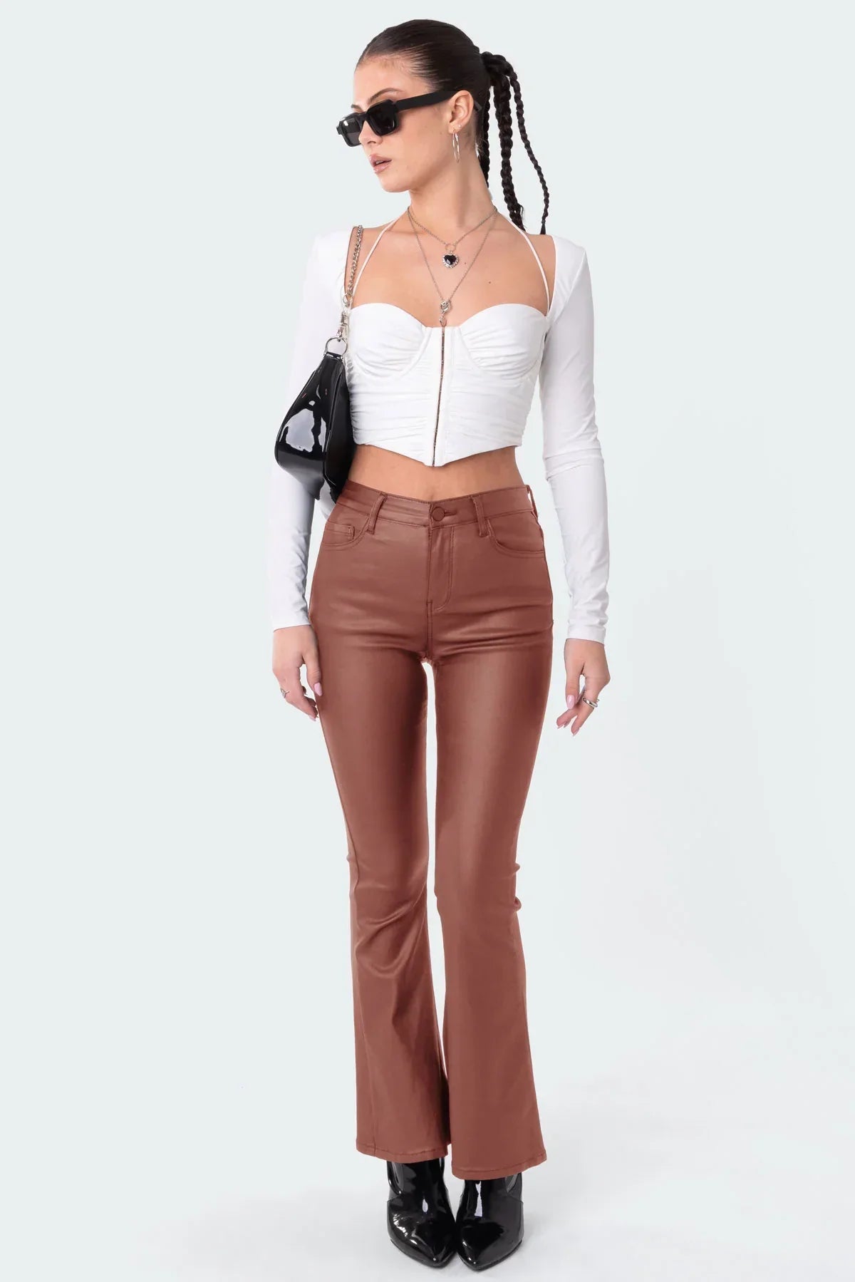 Belle™ - Leather Flare Jeans - ShanovaShanova