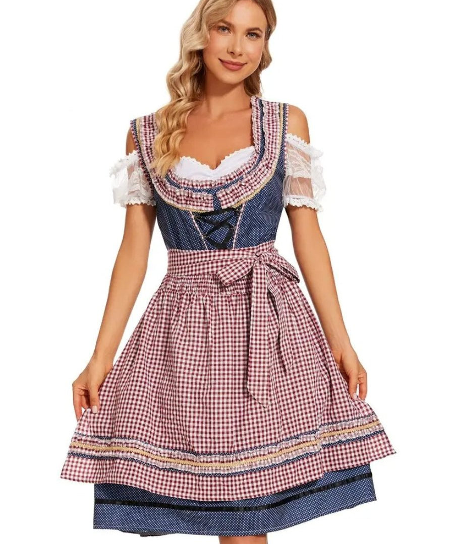 Berta - Oktoberfest Jurk - Geruit Schort - Katoen - ShanovaShanova