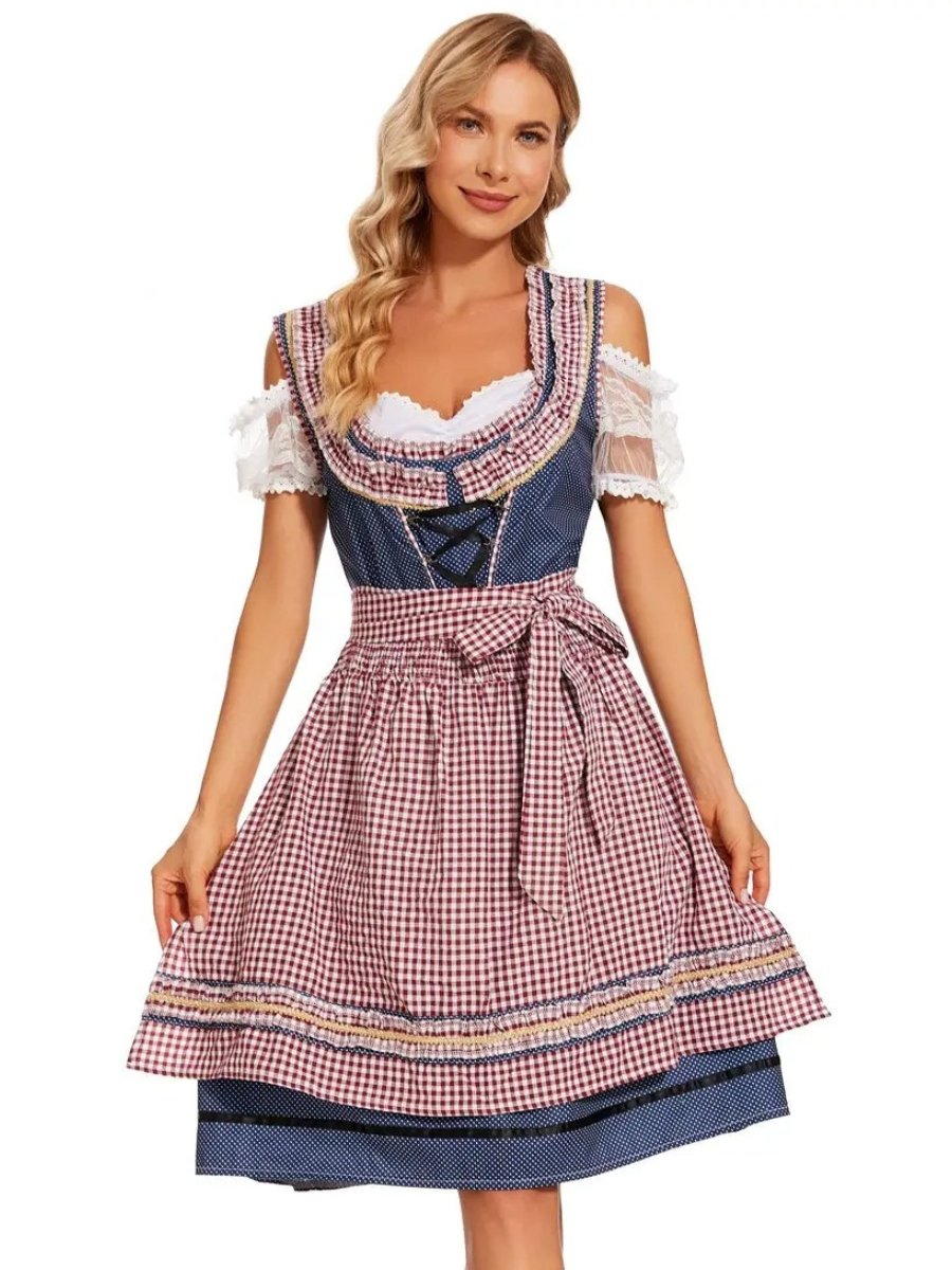 Berta - Oktoberfest Jurk - Geruit Schort - Katoen - ShanovaShanova