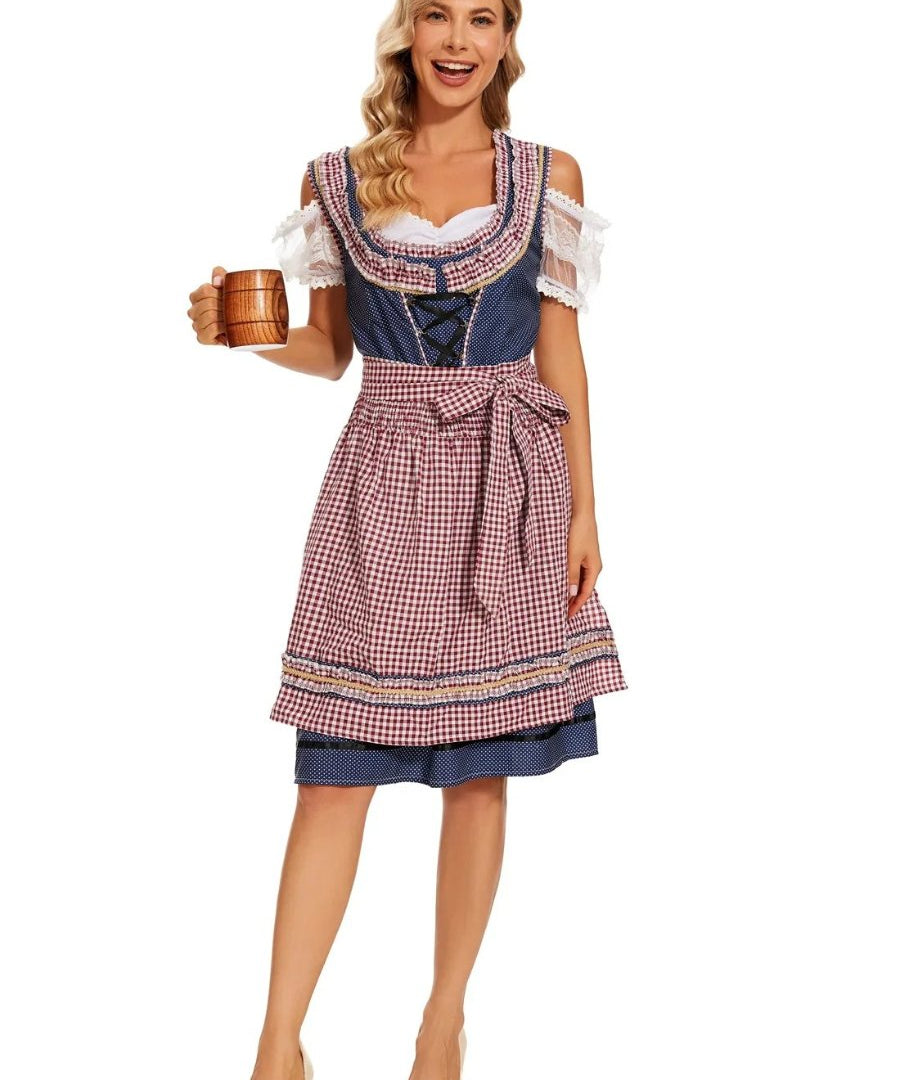 Berta - Oktoberfest Jurk - Geruit Schort - Katoen - ShanovaShanova