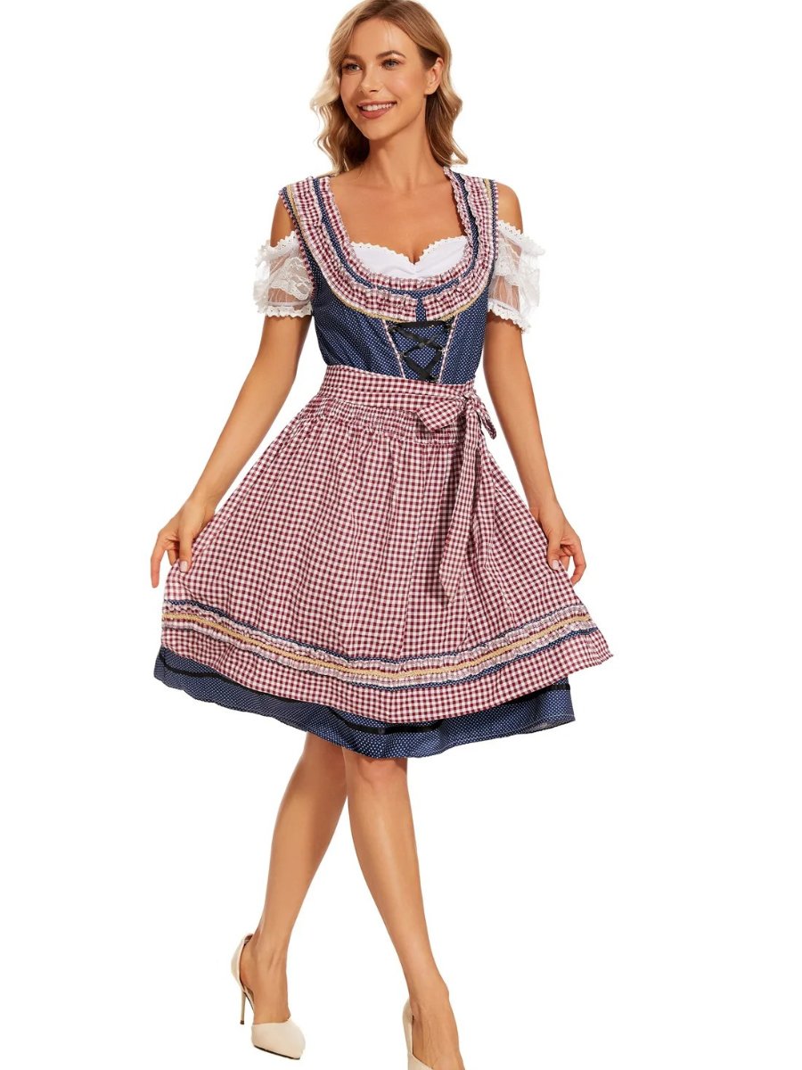 Berta - Oktoberfest Jurk - Geruit Schort - Katoen - ShanovaShanova