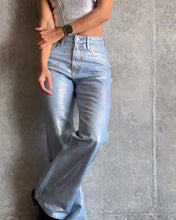 Brush Silver Metal Baggy Jeans - ShanovaShanova