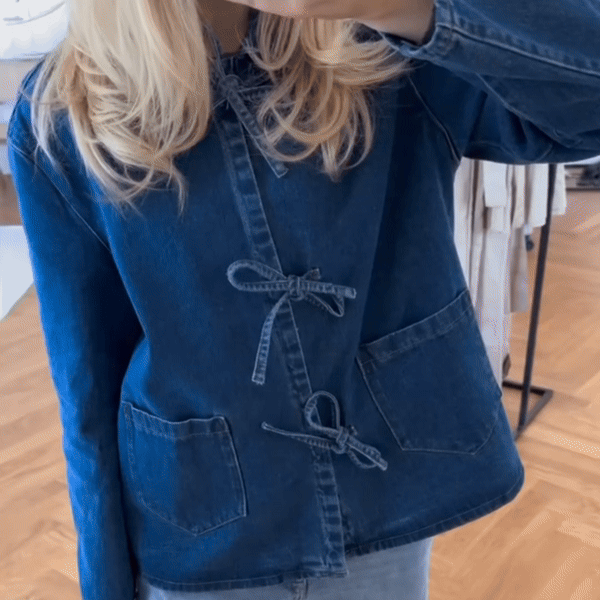 Denim Top Met Strikjes | Casual Cute