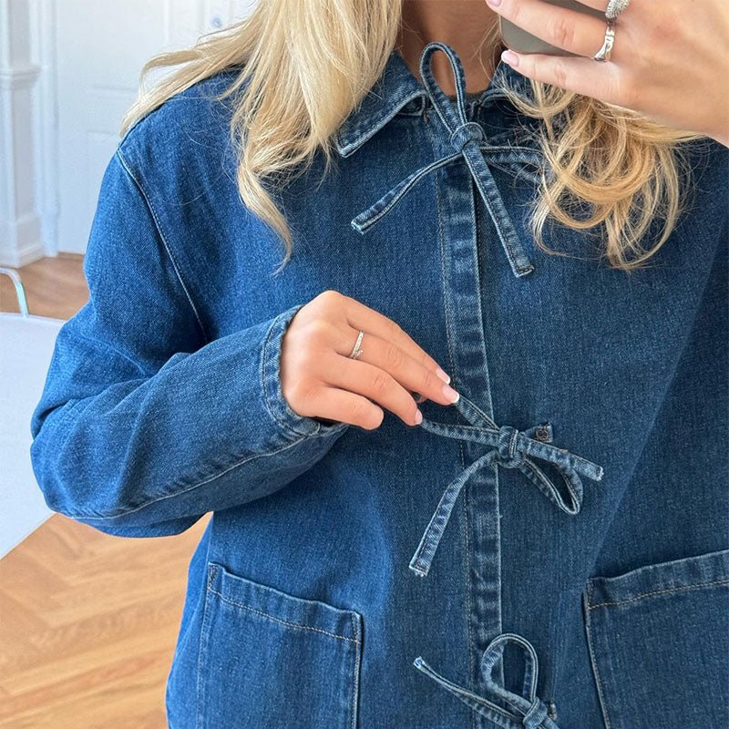 Denim Top Met Strikjes | Casual Cute - ShanovaShanova