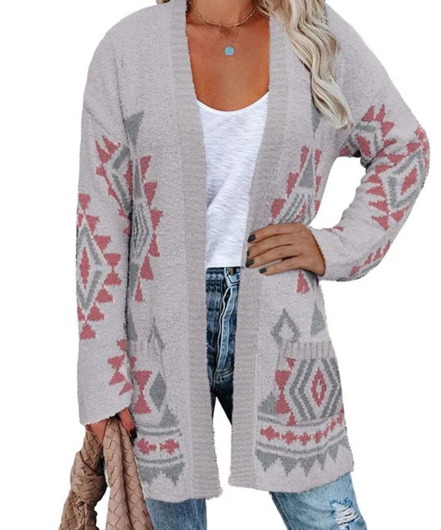 Elisa - Aztec Knit Cardigan - Lange Damesvest - Boho Stijl - Zachte Stof - ShanovaShanova