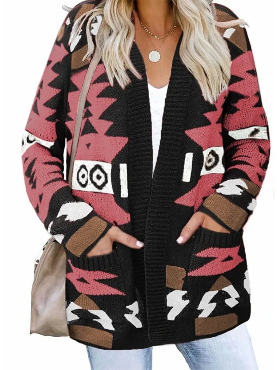 Elisa - Aztec Knit Cardigan - Lange Damesvest - Boho Stijl - Zachte Stof - ShanovaShanova