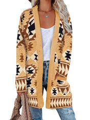 Elisa - Aztec Knit Cardigan - Lange Damesvest - Boho Stijl - Zachte Stof - ShanovaShanova