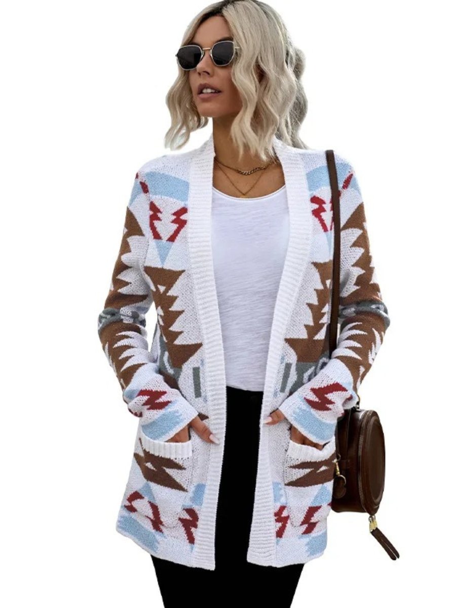 Elisa - Aztec Knit Cardigan - Lange Damesvest - Boho Stijl - Zachte Stof - ShanovaShanova