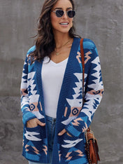 Elisa - Aztec Knit Cardigan - Lange Damesvest - Boho Stijl - Zachte Stof - ShanovaShanova