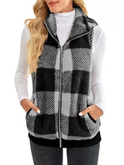 Ella - Ruitjes Sherpa Bodywarmer Dames - Getailleerd - Herfst Winter - ShanovaShanova