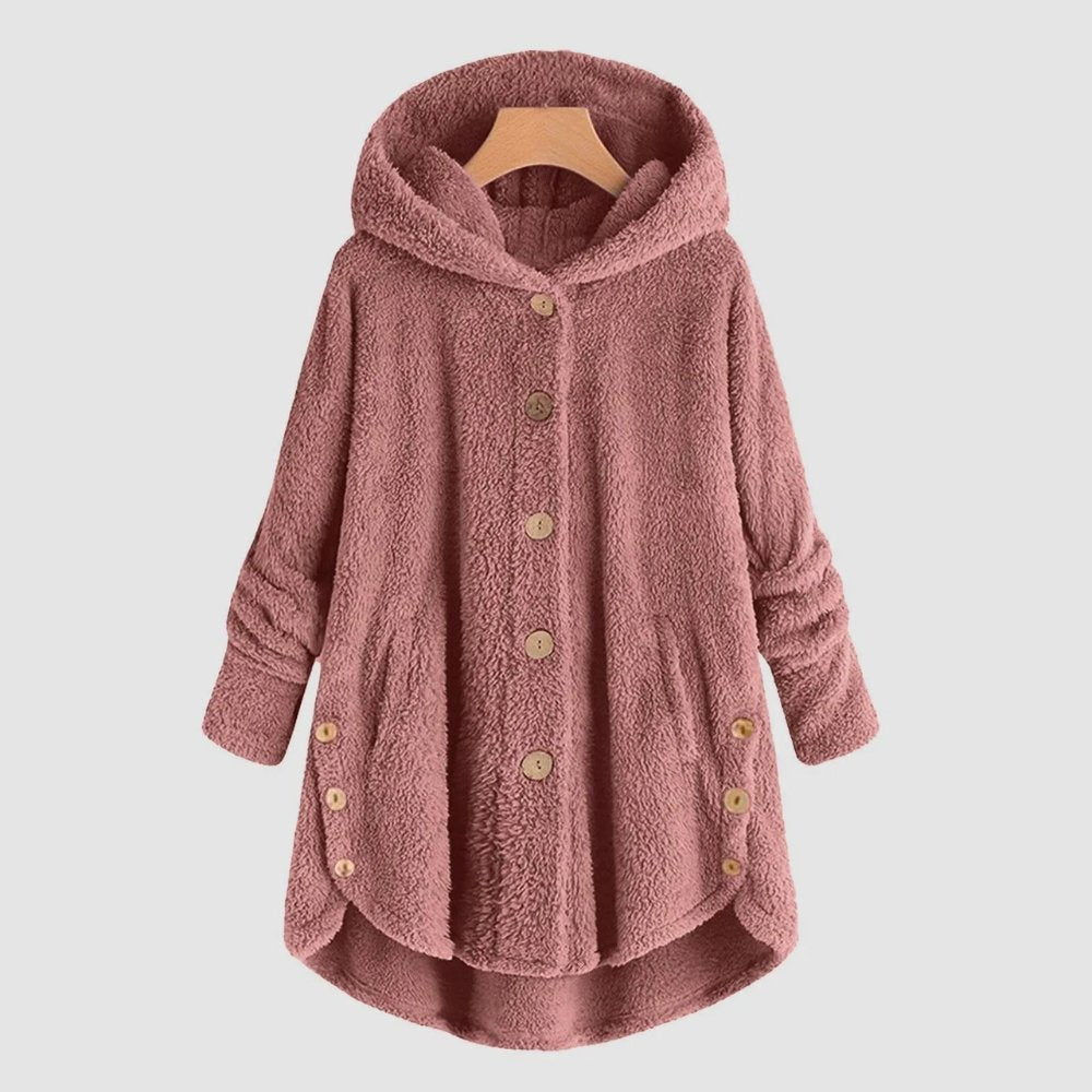 Eveline - Teddy Damesvest met Capuchon en Knopen - Warme Oversized Fleece - ShanovaShanova