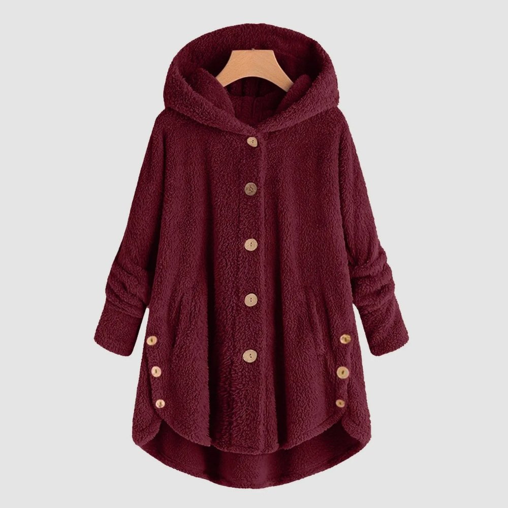 Eveline - Teddy Damesvest met Capuchon en Knopen - Warme Oversized Fleece - ShanovaShanova