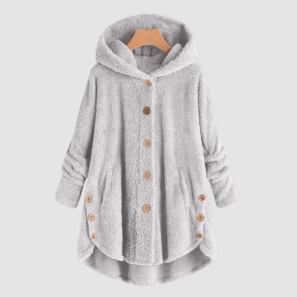 Eveline - Teddy Damesvest met Capuchon en Knopen - Warme Oversized Fleece - ShanovaShanova