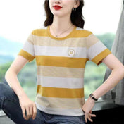 Fiona - Stripe Print Dames T Shirt - ShanovaShanova