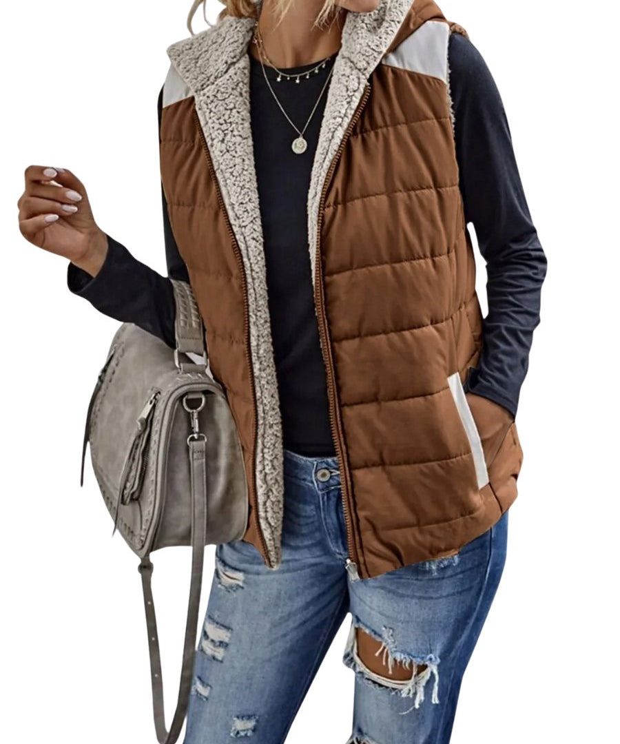 Fleur - Sherpa Voering Bodywarmer Dames - Gewatteerd - Regular Fit - Lichtgewicht - Herfst Winter - ShanovaShanova