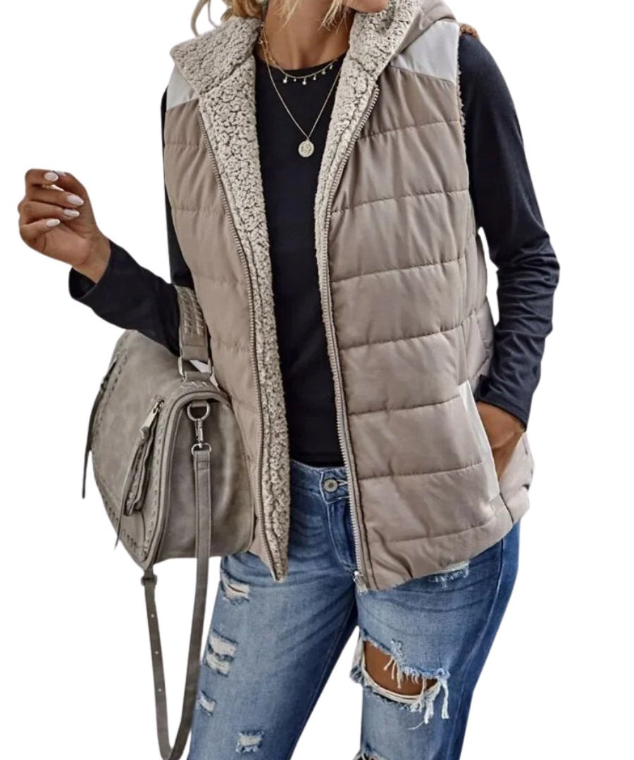 Fleur - Sherpa Voering Bodywarmer Dames - Gewatteerd - Regular Fit - Lichtgewicht - Herfst Winter - ShanovaShanova