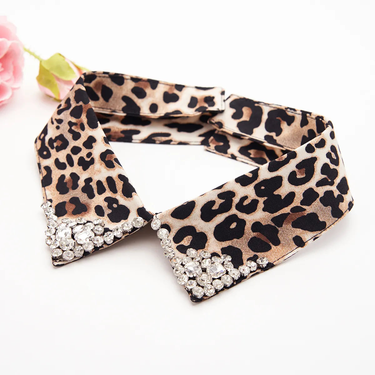 Leopard Rhinestone False Collar