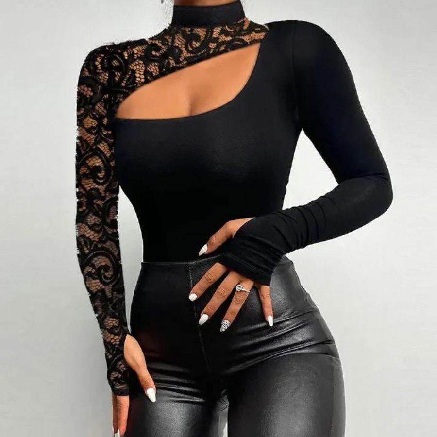 Nova - Verleidelijke one shoulder top met kant - ShanovaShanova