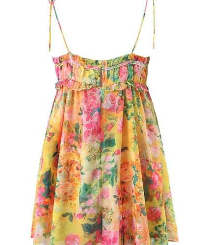 Salvatore | Mona Bloemen Gedrukte Chiffon Mini Jurk - ShanovaShanova