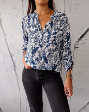 Teun | Casual Blouse met Bladprint en 3/4 Mouwen - ShanovaShanova