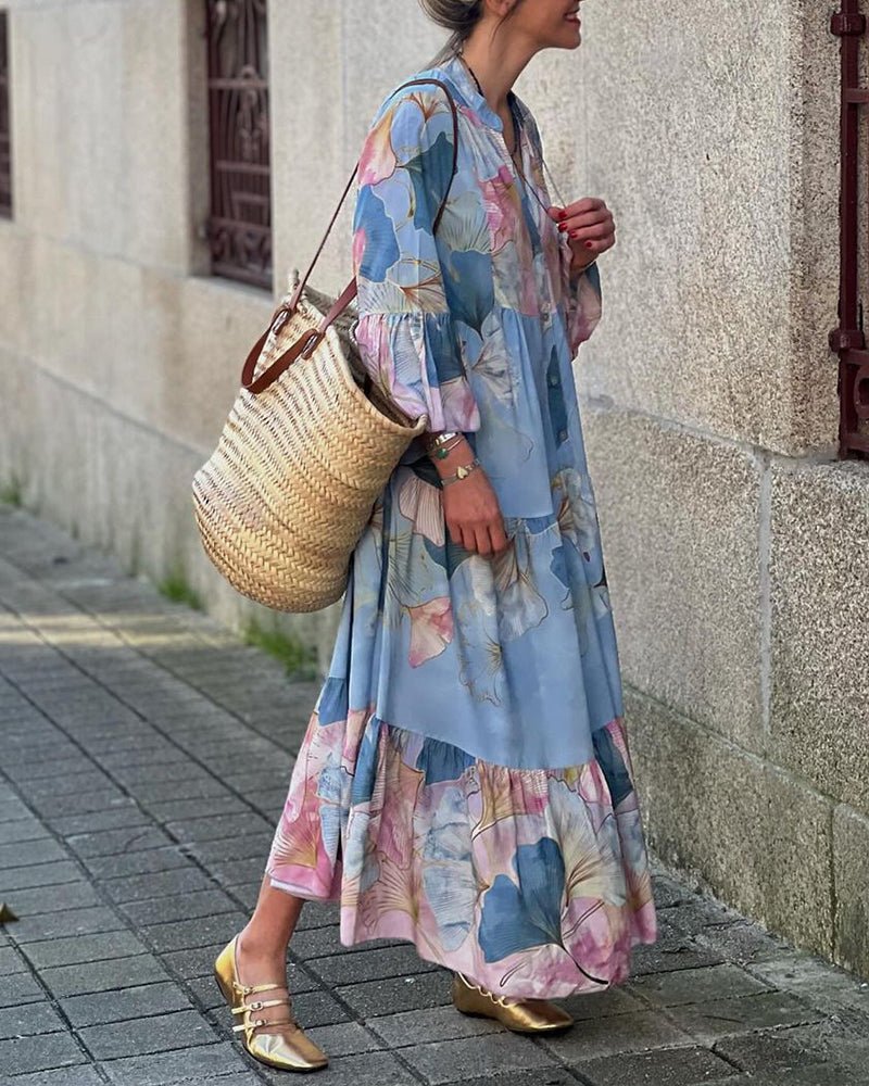 Veerle | Loose Fit Maxi Dress met Bloemenpatroon - ShanovaShanova