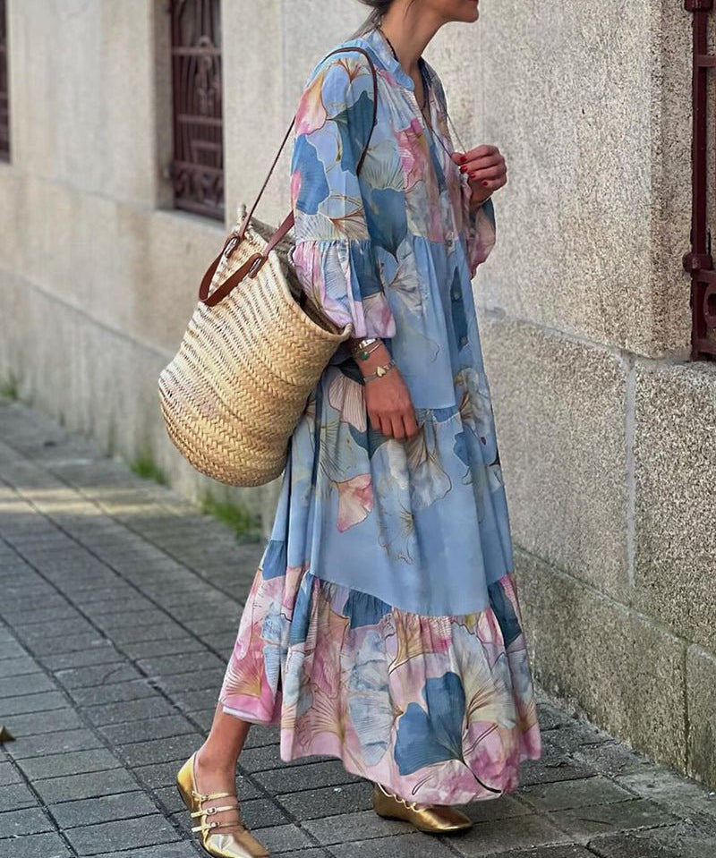 Veerle | Loose Fit Maxi Dress met Bloemenpatroon - ShanovaShanova